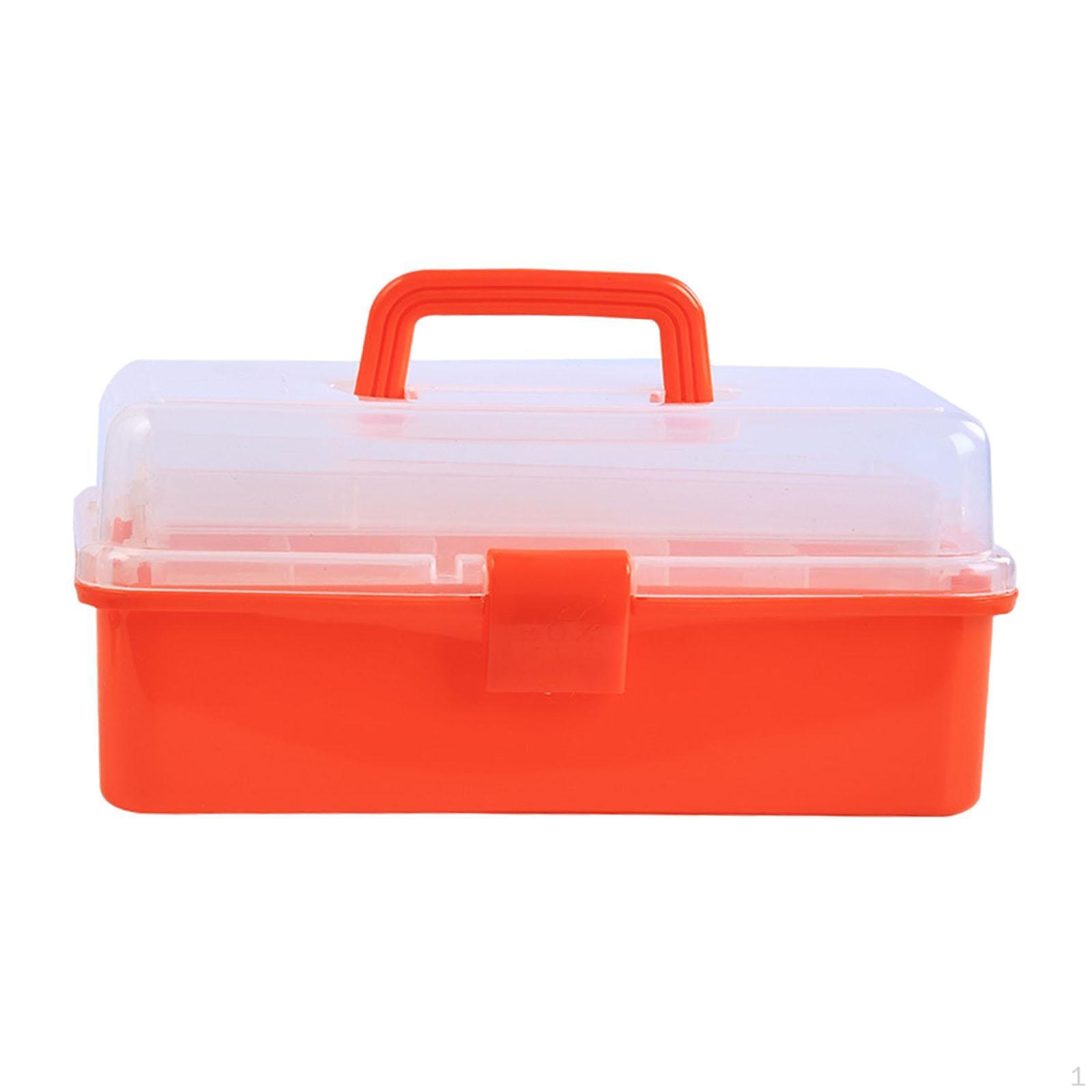 

Коробка для зберігання предметів мистецтва, органайзер, що замикається, з ручкою для наборів для нігтів і першої допомоги помаранчевий