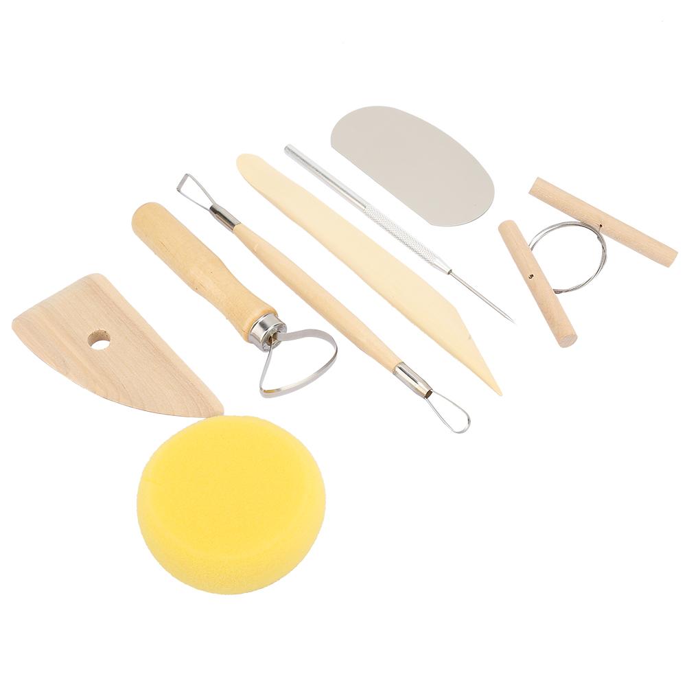 Clay Sculpture Sculpting Tools, 8pcs Wood Handle   Craft Pottery Modeling Tool for Art Creation
