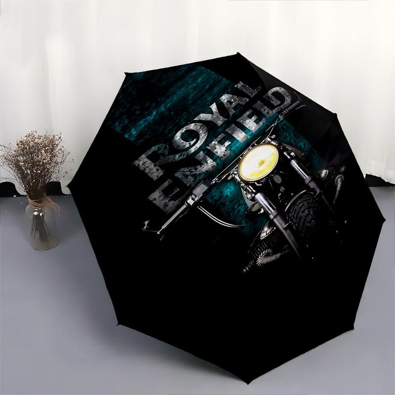 Motorcycle Themed Automatic Opening and Closing Umbrella, Brightly Colored 8-rib Portable Umbrella, Suitable for Men and Women, A Perfect Gi
