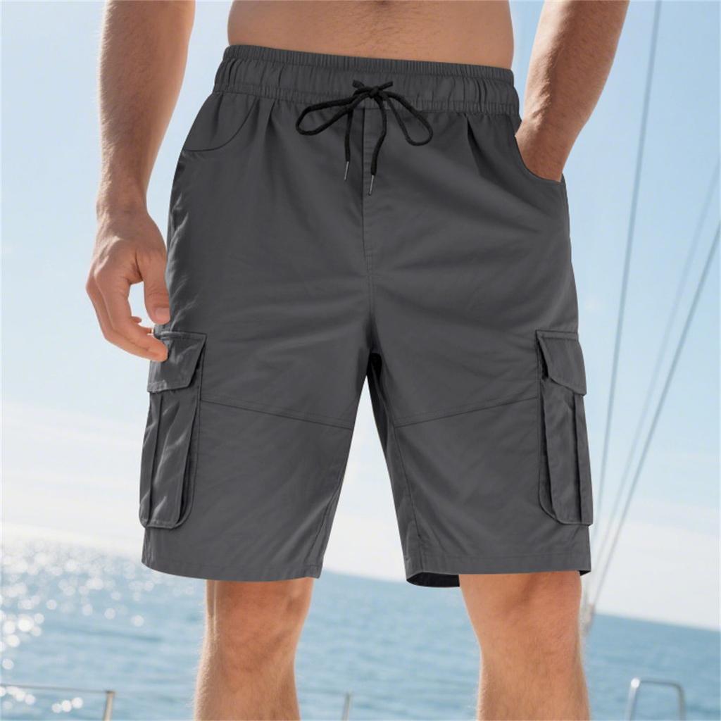 Men's Summer Loose Outdoor Sports Multi-Pocket Cargo Shorts Casual Pants Quarter Pants