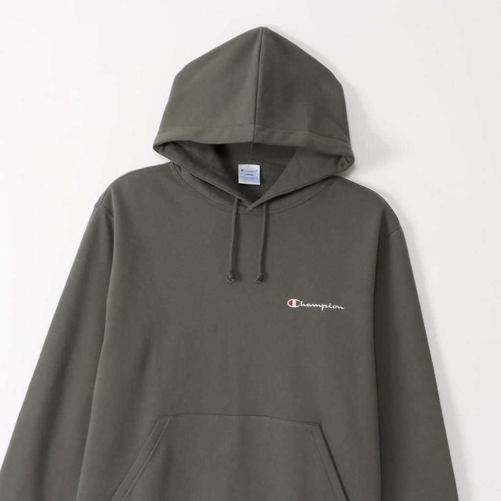 Sweatshirt Long Sleeve Cotton USA Fleece Script Logo Embroidery Hooded Sweatshirt Casual Dark Gray S [Champion] Men's C8-W128Z