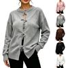 Women's Loose Fit Long Sleeve Color Knit Cardigan with Tie Waist for Casual Wear