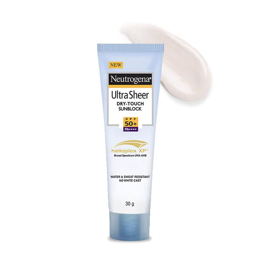 Neutrogena Ultra Sheer Sunscreen SPF 50+ | Broad Spectrum UVA/UVB | Water resistant, Ultra light & Non sticky | Oily, Dry & Sensitive Skin | 30 g