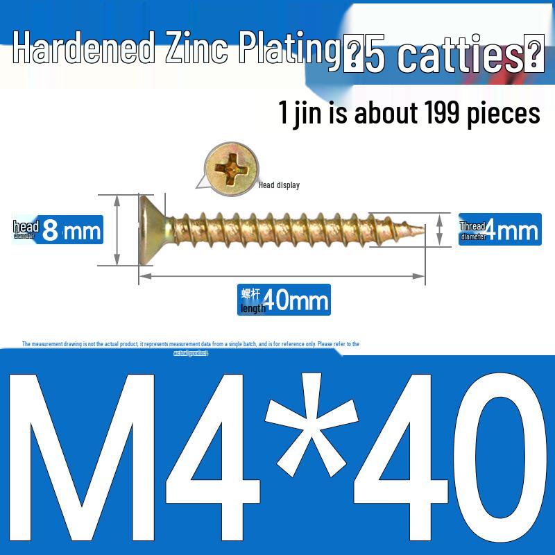 Colorful Zinc Cross Flat Head Self-Tapping Ecological Fiberboard Screw