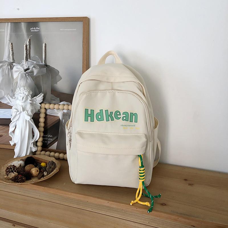 Youthful Campus Letter Print Nylon Backpack For Middle School Students With Durable Stitching Small белый