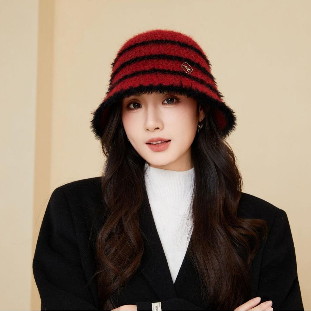 New Knitted Wool Fisherman Hat for Women In Autumn and Winter Japanese Sweet Bucket Hat Big Head Circumference Showing Face Small Basin Hat