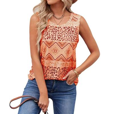 Summer Women's Printed Sleeveless Top Casual and Comfortable I-shaped Vest