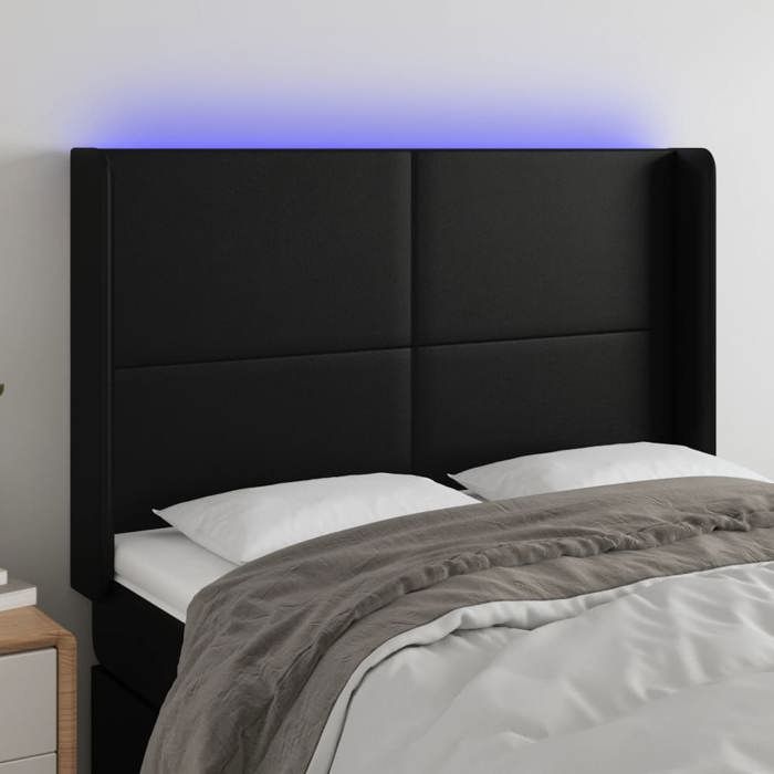 VidaXL Tête de Lit à LED Meuble de Chambre à Coucher Accessoire de Lit Double Tête de Cadre de Lit Intérieur Noir 3123858