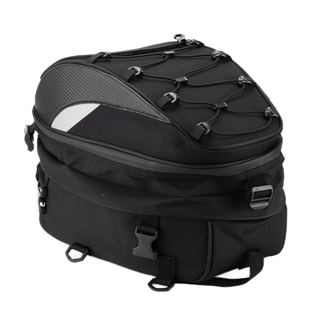 Motorcycle Rear Seat Bag Pack Waterproof Oxford Cloth HighDensity Woven Reflective Universal(White )