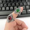 Prehnite Light Luxurious Retro Atmosphere Ring Women's Exaggerated Ring Autumn and Winter