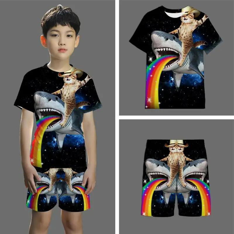 Kinder kurzarm shorts anzug 3D stereo sport anzug Student jugend und kinder shorts 2-stück set Sommer neuheit 2024