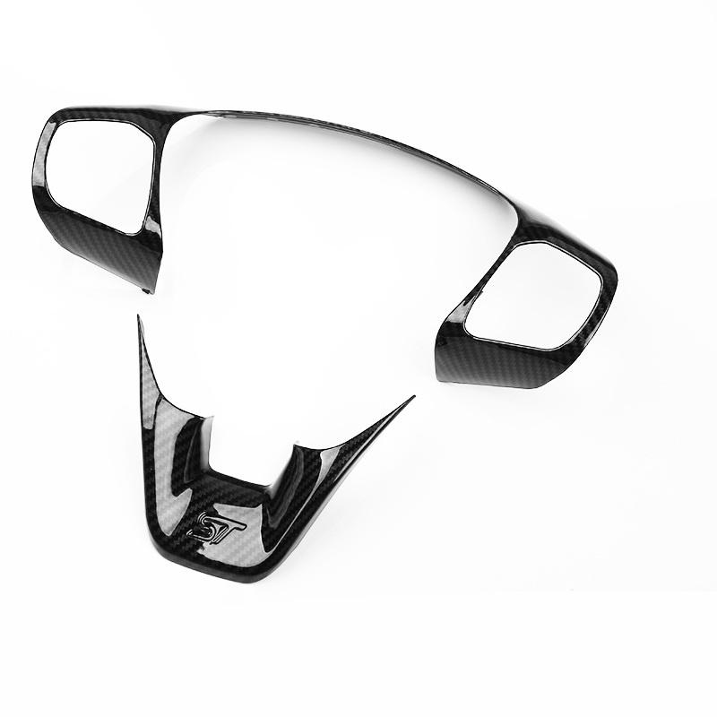 For Focus 2018 2019 Accessorie Car Styling ABS Carbon Fiber Steering Wheel Button Frame Cover Case Trim Sticker