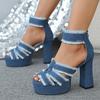 Chunky Heel Sandals Summer New Round Head Open Toe Back Zipper Waterproof Platform Anti-slip Wear-resistant High Heels