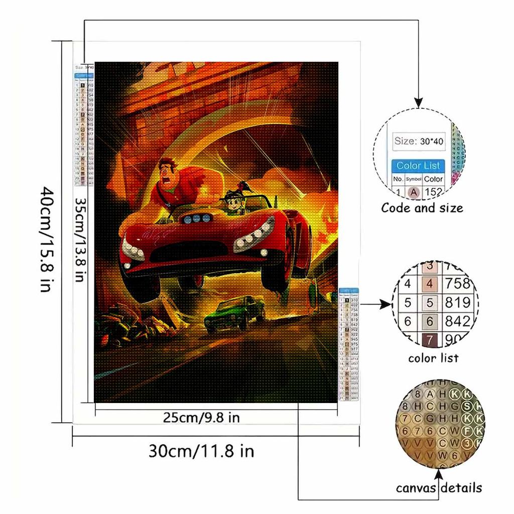 DIY Diamond Painting A Burning Car Cross Stitch Kit Mosaic Art Diamond Painting Full Circle Diamond Home Decoration