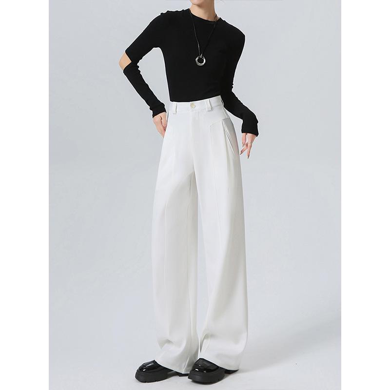 Women's High-Waisted Gray Wide-Leg Trousers - Spring/Autumn 2025 Collection