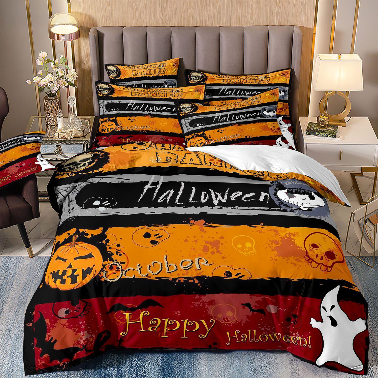 

Комплект пододеяльников с черепом для мужчин на Хэллоуин, мужской ужас в готическом стиле для мальчиков и подростков, комплект постельного белья с двумя односпальными кроватями, королевский размер, полиэстер, Qulit Cover 70*133