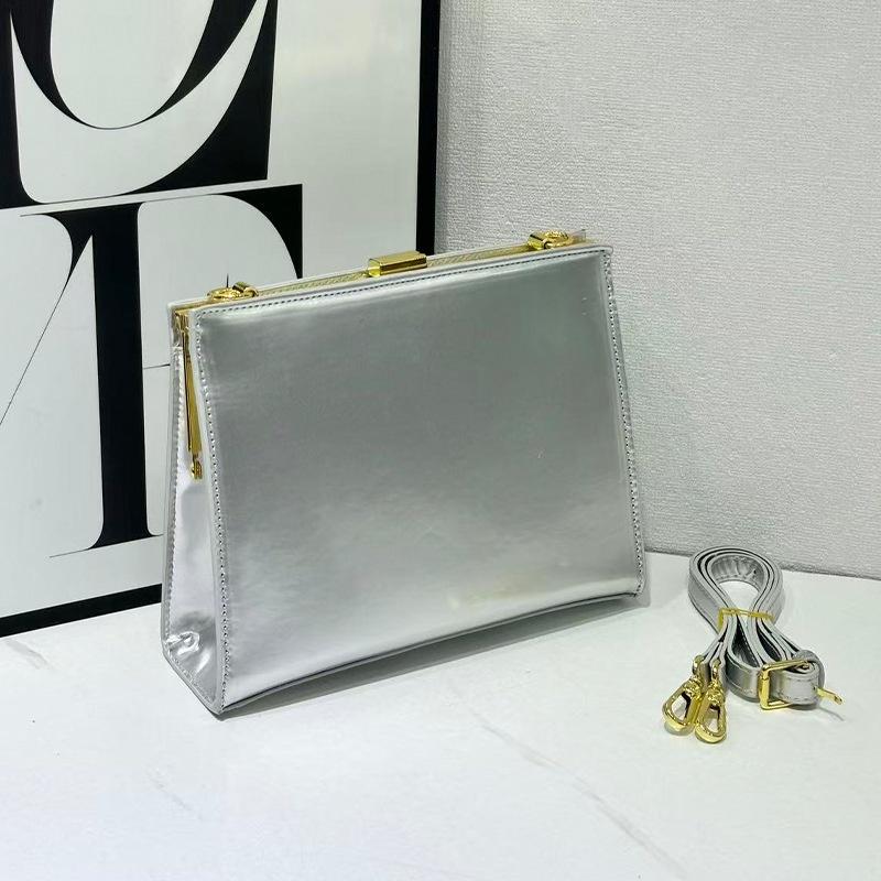 

Light Luxury Glossy Handbag Women s Metal Buckle Small Square Bag Clip Bag Fashion Frame Patent Leather Shoulder Crossbody Bags