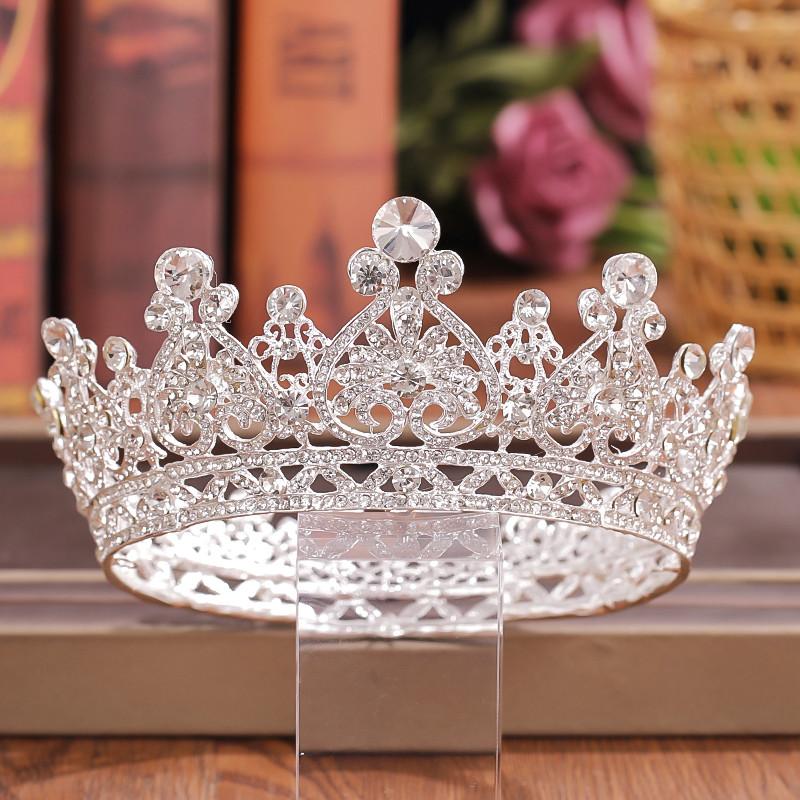 Crystal Rhinestone Round Crown Tiara Hair Jewelry Wedding Hair Accessories Bridal Hair Jewelry Queen Party Crown and Tiaras Gift