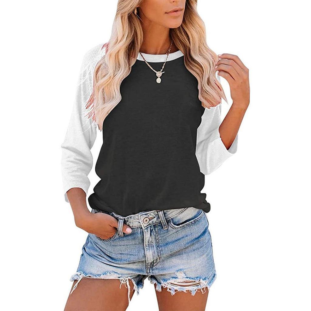 Women's Casual Colorblock Long Sleeve T-shirt Top