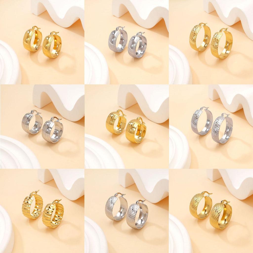 18K Gold Plated Titanium Steel Earrings for Women: High-End Luxury European & American Style Ear Cuffs