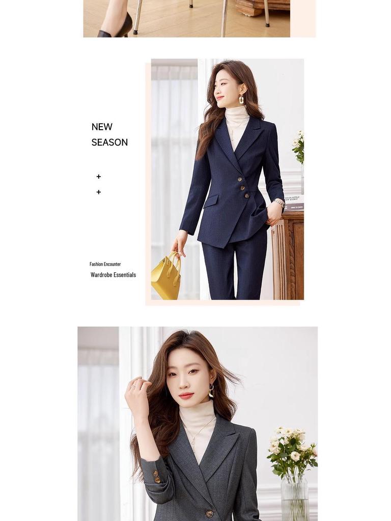 Women's Striped Suit Set 2025: Spring/Autumn Formal Professional Attire