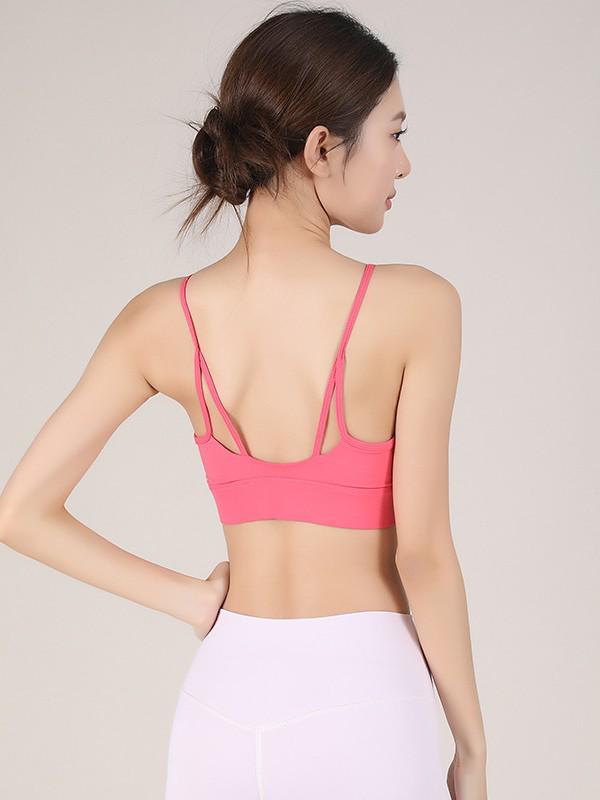 Women's Breathable Shockproof Strappy Back Sports Bra for Yoga & Fitness