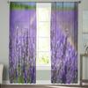 Purple Lavender Flowers Wooden Texture Chiffon Sheer Curtains for Living Room Bedroom Decor Window Voile Tulle Curtain Drapes