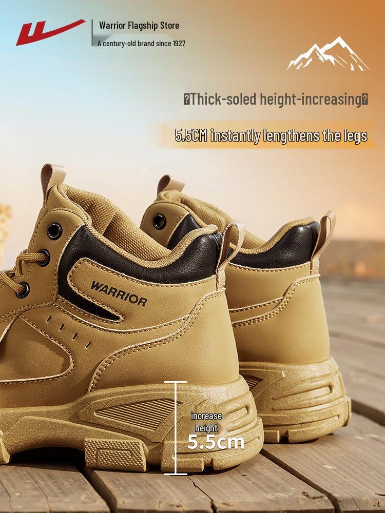Warrior Men's High-Top Martin Boots - 2025 Height-Increasing Outdoor Hiking and Mountaineering Shoes