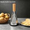 Multi-functional Wooden Handle Tri-Sided Stainless Steel Grater for Fruit, Vegetables, and Cheese