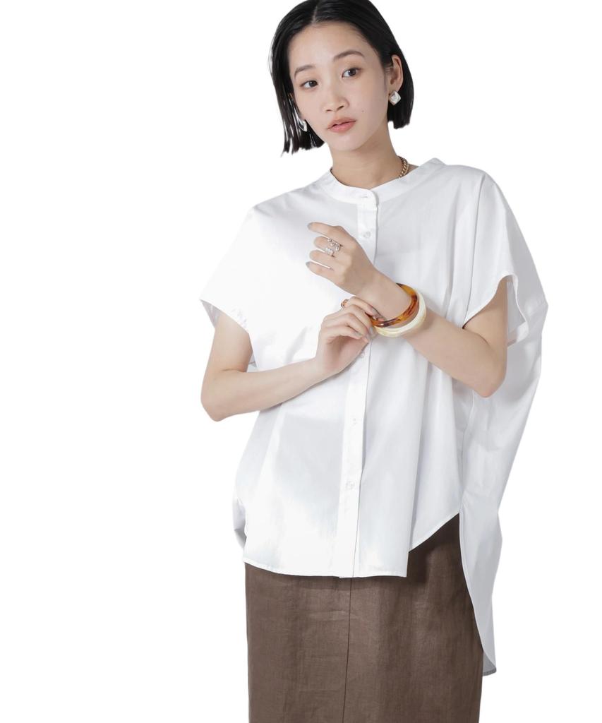 Nano Universe Back Gathered Sleeveless F Women's Blouse, 030, White, 673-5221301