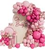 Pink Rose Gold Elegant Birthday Balloon Arch Garland Set Wall