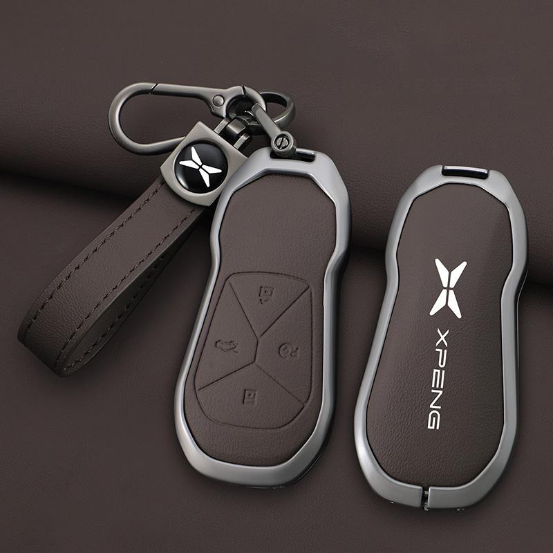 Premium Grade Automotive Alloy Genuine Leather Auto Key Fob Cover Case Fit For Xiaopeng Xpeng P7 P7I P5 G3 G3I G9 G6 22-23 Key Fob Automotive