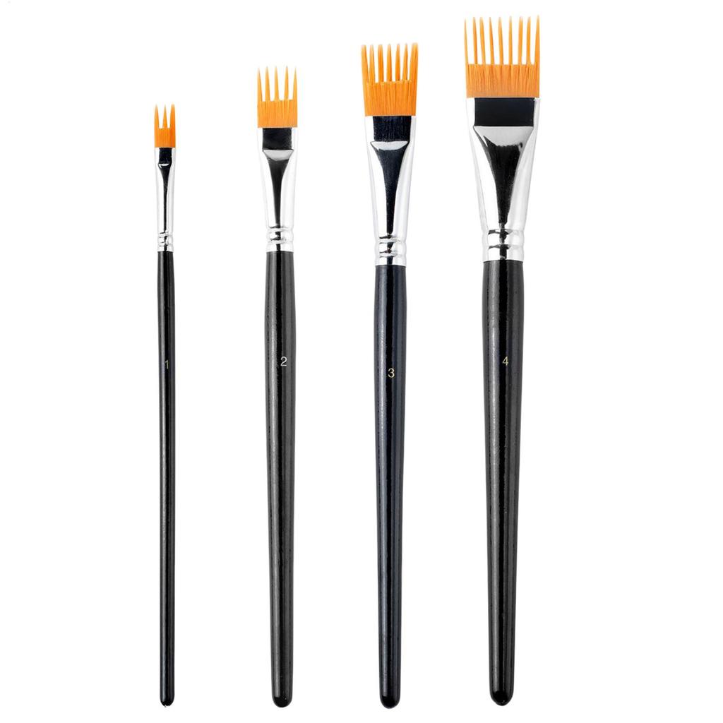 4-Pack Professional Paintbrush Set for Watercolor Oil Digital Painting - Landscape Leaf Art Brushes for Artists & Students