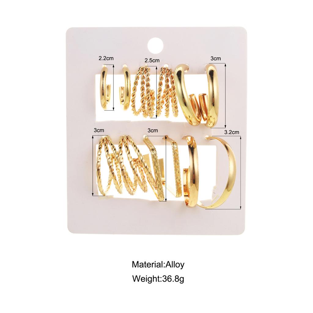 6 Pairs Women Earrings Set Luxury Geometric C-shaped Circle Earrings For Jewelry Gifts