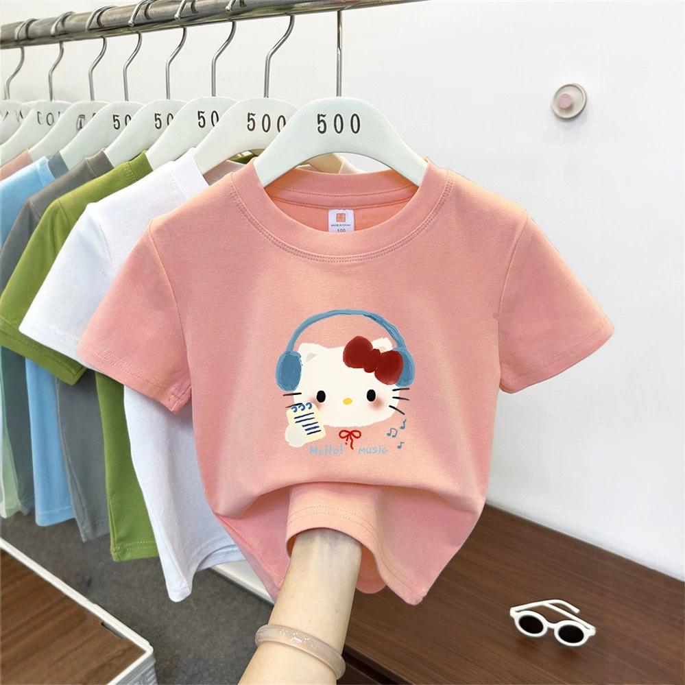 Kids Summer Cotton Cartoon T Shirt Loose Short Sleeve Round Neck Top For Boys And Girls