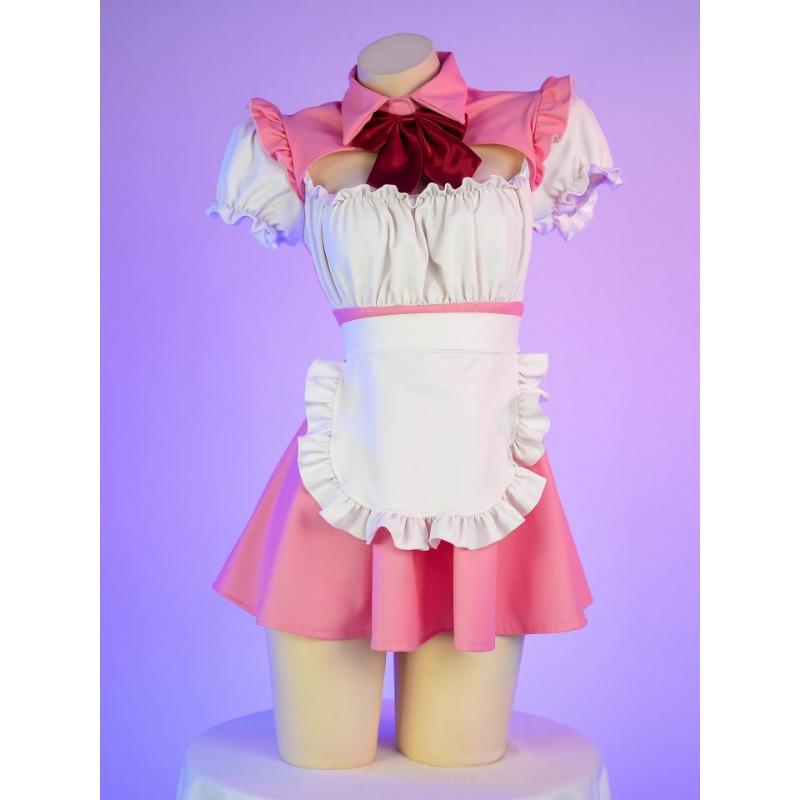 Lolita Anime Cosplay Costumes High Quality Pink Maid Outfit Apron Dress Female Anchor Sexy Lingerie Servant Uniform Set