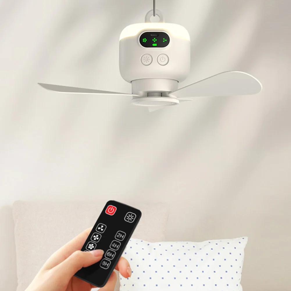 Portable Wireless Ceiling Fan Light Rechargeable Camping Fan with Remote Control Tent Fan Outdoor Fan for Outdoor Camping Dorm