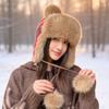 New winter women's warm ear cap thickened pom-pom Lei Feng hat outdoor cold-proof ski cap manufacturer