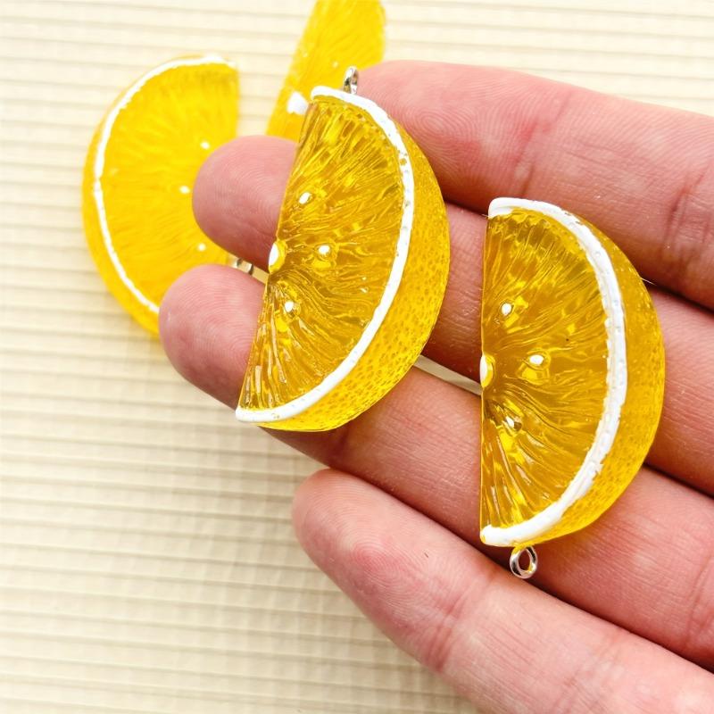 

Lemon Slice Charms DIY Kawaii Phone Strap Crafting Citrus-Themed Home Embellishments 5pcs разноцветный