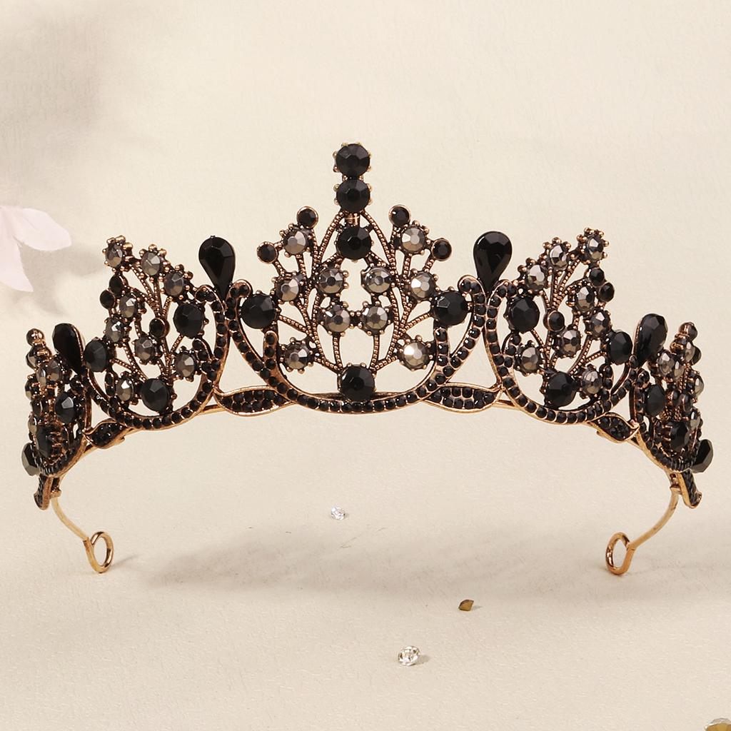 Halloween Jewelry Rhinestone Alloy Crown Holiday Party Dance Dress Headdress High-end Black Crown