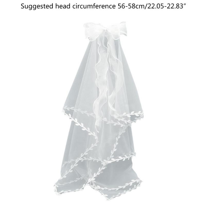 Wedding Tulle Bridal Layered Veil with Vine Trim&Bowknot Elegance Bride Supplies