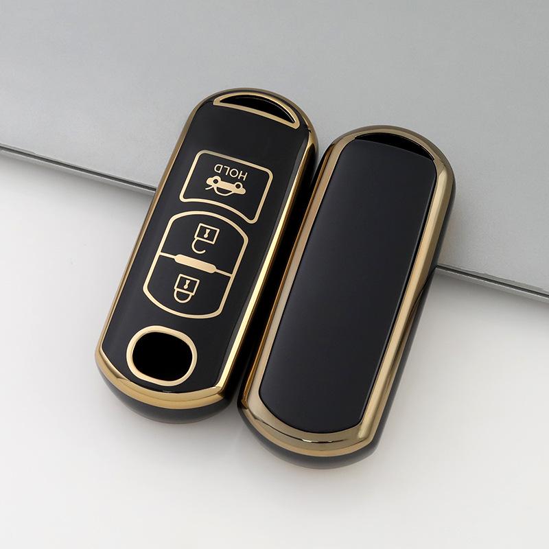 Husă cheie cu ramă aurie pentru modelele Mazda CX-30, Atez, CX-4, CX-5, CX-8 cu 2/3 butoane