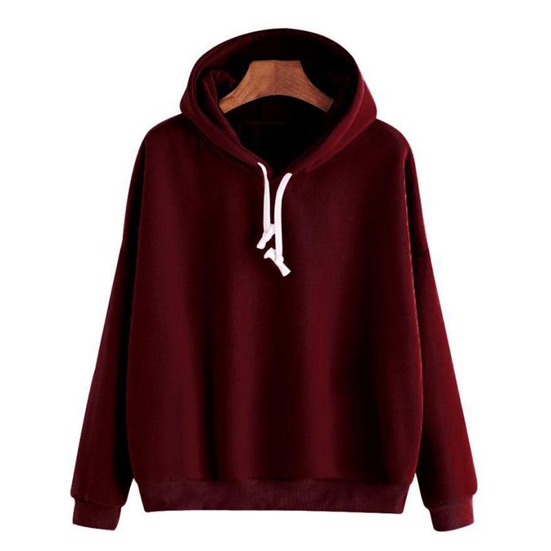 

Пуловер Женский Мужской Худи Унисекс Хип-хоп Однотонный Простой Подростковый Свитшот Tag XL=US M вино красного