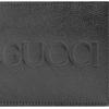 Gucci Printed embossed logo bi-fold built-in card slot leather wallet unisex couple style black