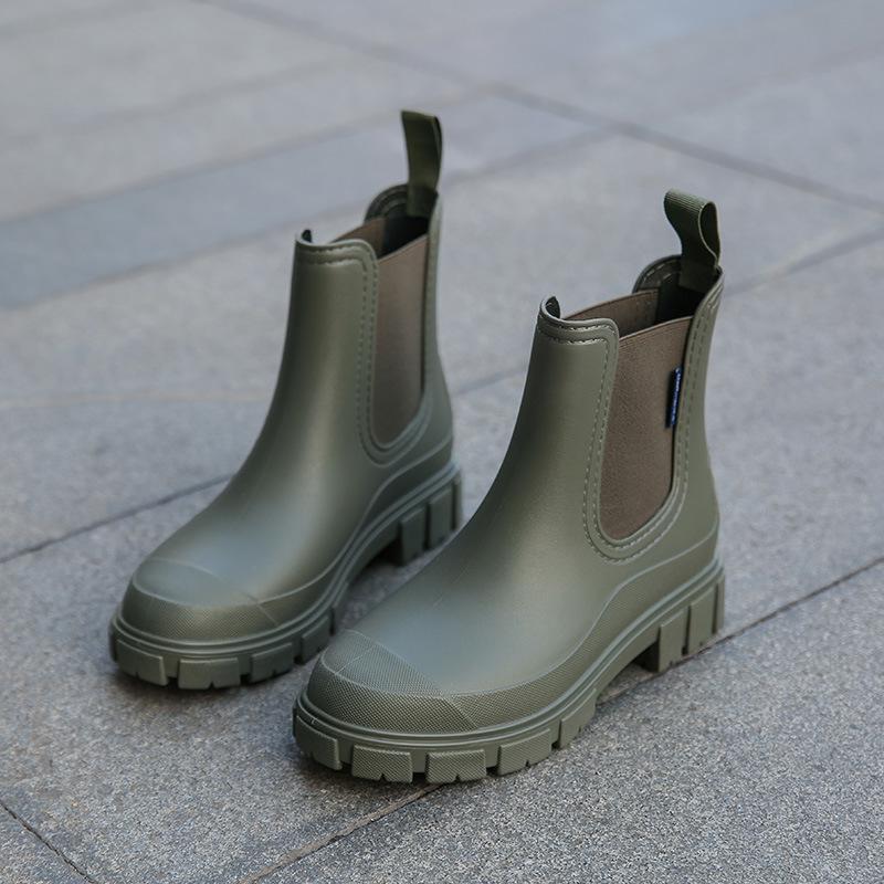 Women's Mid-Calf Chelsea Rain Boots - Waterproof, Non-Slip, Fashionable Rubber Shoes