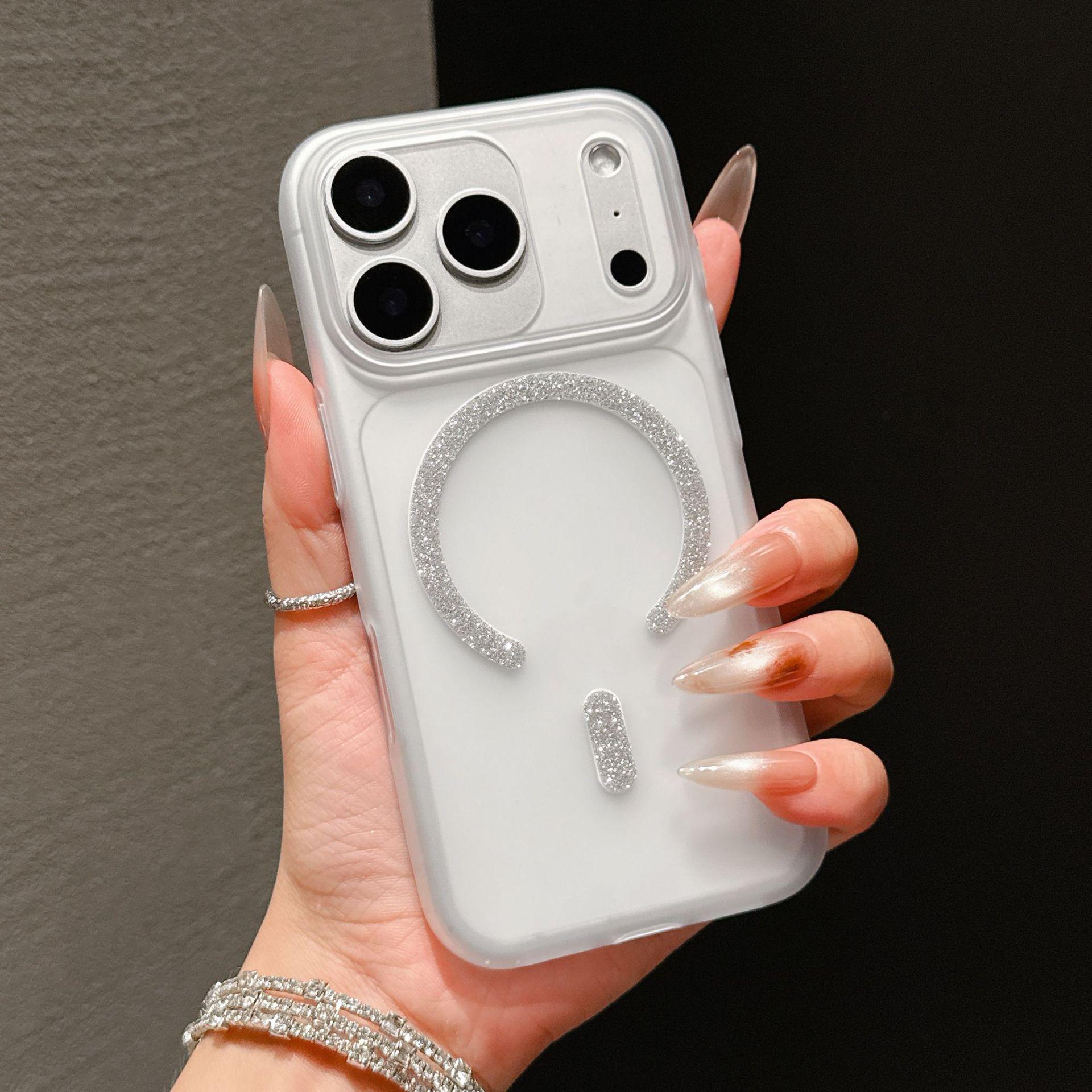 

Compatible with Apple 17 Pro Max Frosted Glitter Magnetic Case for iPhone 16/15. iPhone 13 Pro Max