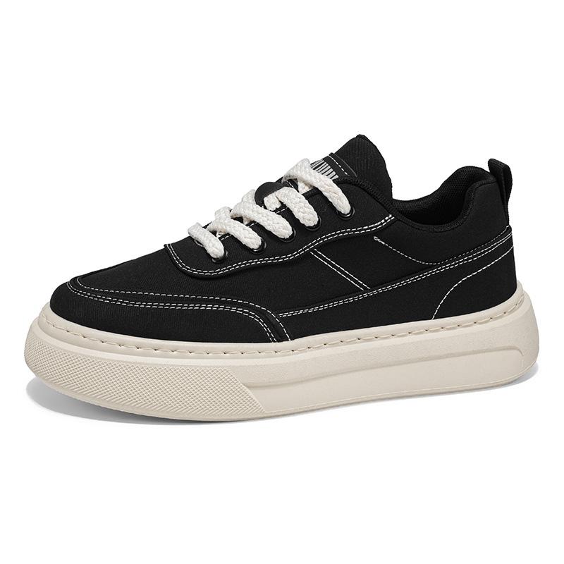 Men's Shoes Fashion Casual Sports Board Shoes Breathable Stitching Canvas Shoes Black Dirt-resistant Student Shoes