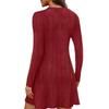 JKASHDK Women's Fashion Spring Fall Solid Color Print Long Sleeve O-Neck High Waist  Casual Dresses
