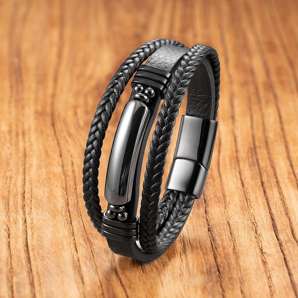 European and American Geometric Tiger's Eye Stone Bracelet Men's Multi-layer Leather Rope Bracelet Stone Bracelet Magnet Buckle Bracelet Women 2026