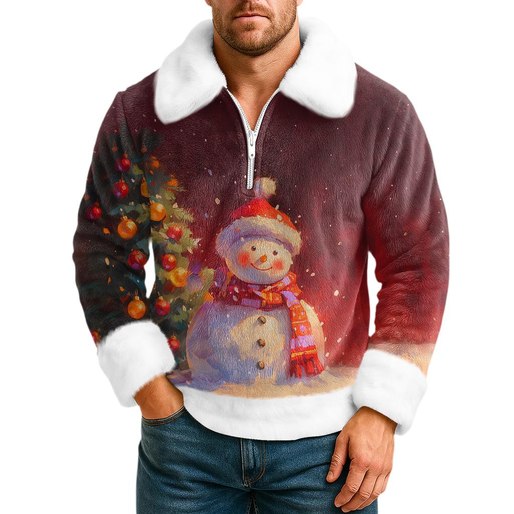 Men's Leisure Half Zipper Flip Collar Hoodie